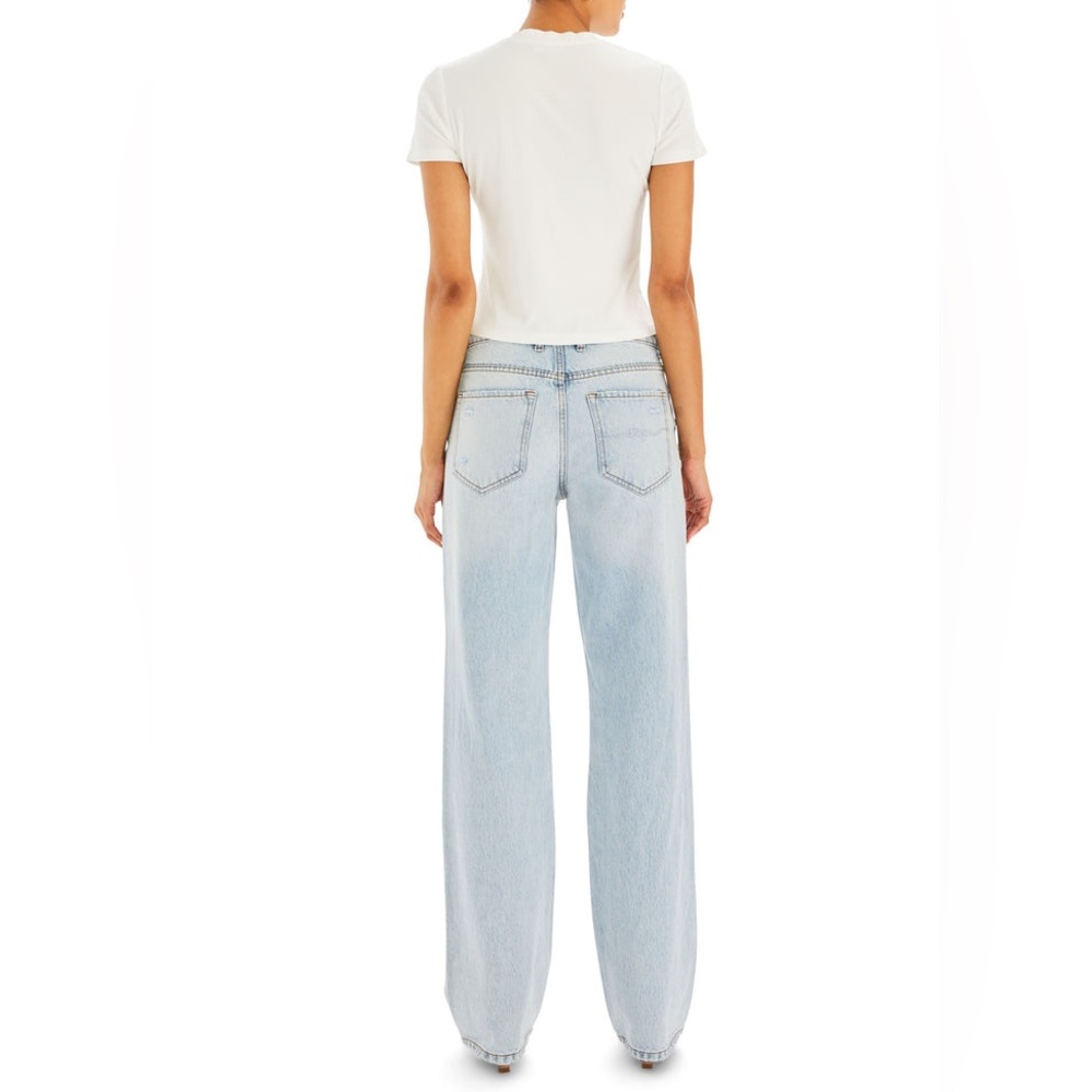 SER.O.YA Sunny Mid Rise Distressed Boyfriend Jeans Wide Leg Color Cove NWOT - Picture 4 of 16